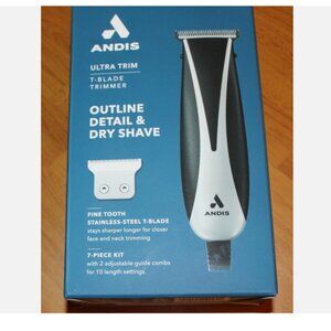 NEW Andis Ultra Trim T-Blade Trimmer 7-Piece Kit 19080 Detail Outline Dry Shave